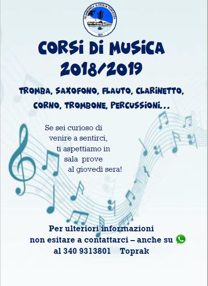 Al via i corsi della scuola allievi Filarmonica Porlezza